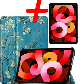 BASEY. BASEY. iPad Air 5 Hoesje Met Screenprotector - Bloemen