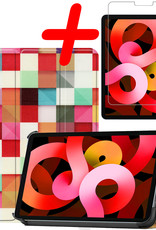 BASEY. Hoesje Geschikt voor iPad Air 2022 Hoes Case Tablet Hoesje Tri-fold Met Screenprotector - Hoes Geschikt voor iPad Air 5 2022 Hoesje Hard Cover Bookcase Hoes - Bloesem