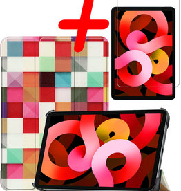 BASEY. BASEY. iPad Air 5 Hoesje Met Screenprotector - Blokken