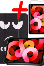 BASEY. Hoesje Geschikt voor iPad Air 2022 Hoes Case Tablet Hoesje Tri-fold Met Screenprotector - Hoes Geschikt voor iPad Air 5 2022 Hoesje Hard Cover Bookcase Hoes - Don't Touch Me