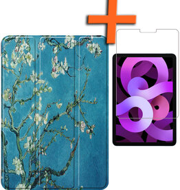 Nomfy Nomfy iPad Air 5 Hoesje Met Screenprotector - Bloemen