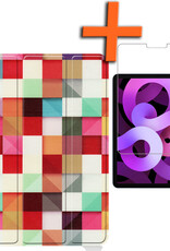 Nomfy Hoes Geschikt voor iPad Air 2022 Hoes Tri-fold Tablet Hoesje Case Met Screenprotector - Hoesje Geschikt voor iPad Air 5 2022 Hoesje Hardcover Bookcase - Bloesem