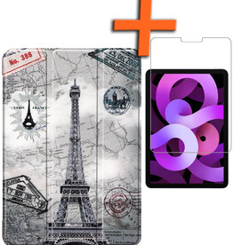 Nomfy Nomfy iPad Air 5 Hoesje Met Screenprotector - Eiffeltoren