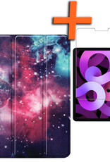 Nomfy Hoes Geschikt voor iPad Air 2022 Hoes Tri-fold Tablet Hoesje Case Met Screenprotector - Hoesje Geschikt voor iPad Air 5 2022 Hoesje Hardcover Bookcase - Galaxy
