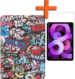 Nomfy Nomfy iPad Air 5 Hoesje Met Screenprotector - Graffity