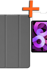 Nomfy Hoes Geschikt voor iPad Air 2022 Hoes Tri-fold Tablet Hoesje Case Met Screenprotector - Hoesje Geschikt voor iPad Air 5 2022 Hoesje Hardcover Bookcase - Grijs