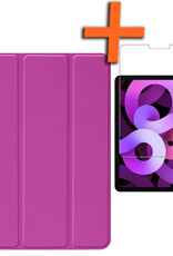 Nomfy Hoes Geschikt voor iPad Air 2022 Hoes Tri-fold Tablet Hoesje Case Met Screenprotector - Hoesje Geschikt voor iPad Air 5 2022 Hoesje Hardcover Bookcase - Paars
