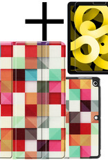 NoXx Hoesje Geschikt voor iPad Air 2022 Hoesje Case Hard Cover Hoes Book Case Met Screenprotector - Bloesem