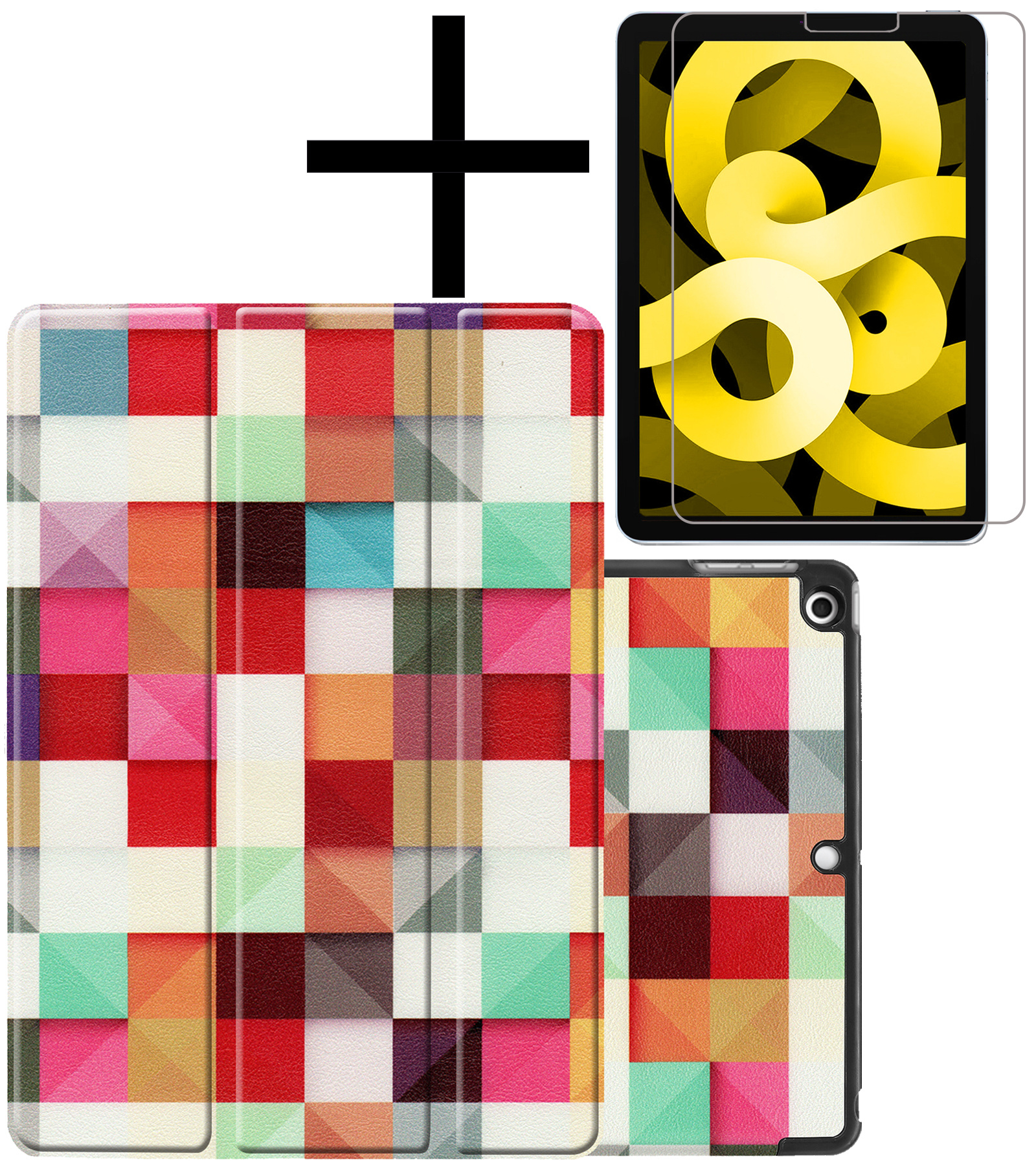 NoXx Hoesje Geschikt voor iPad Air 2022 Hoesje Case Hard Cover Hoes Book Case Met Screenprotector - Bloesem