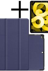 NoXx Hoesje Geschikt voor iPad Air 2022 Hoesje Case Hard Cover Hoes Book Case Met Screenprotector - Donkerblauw