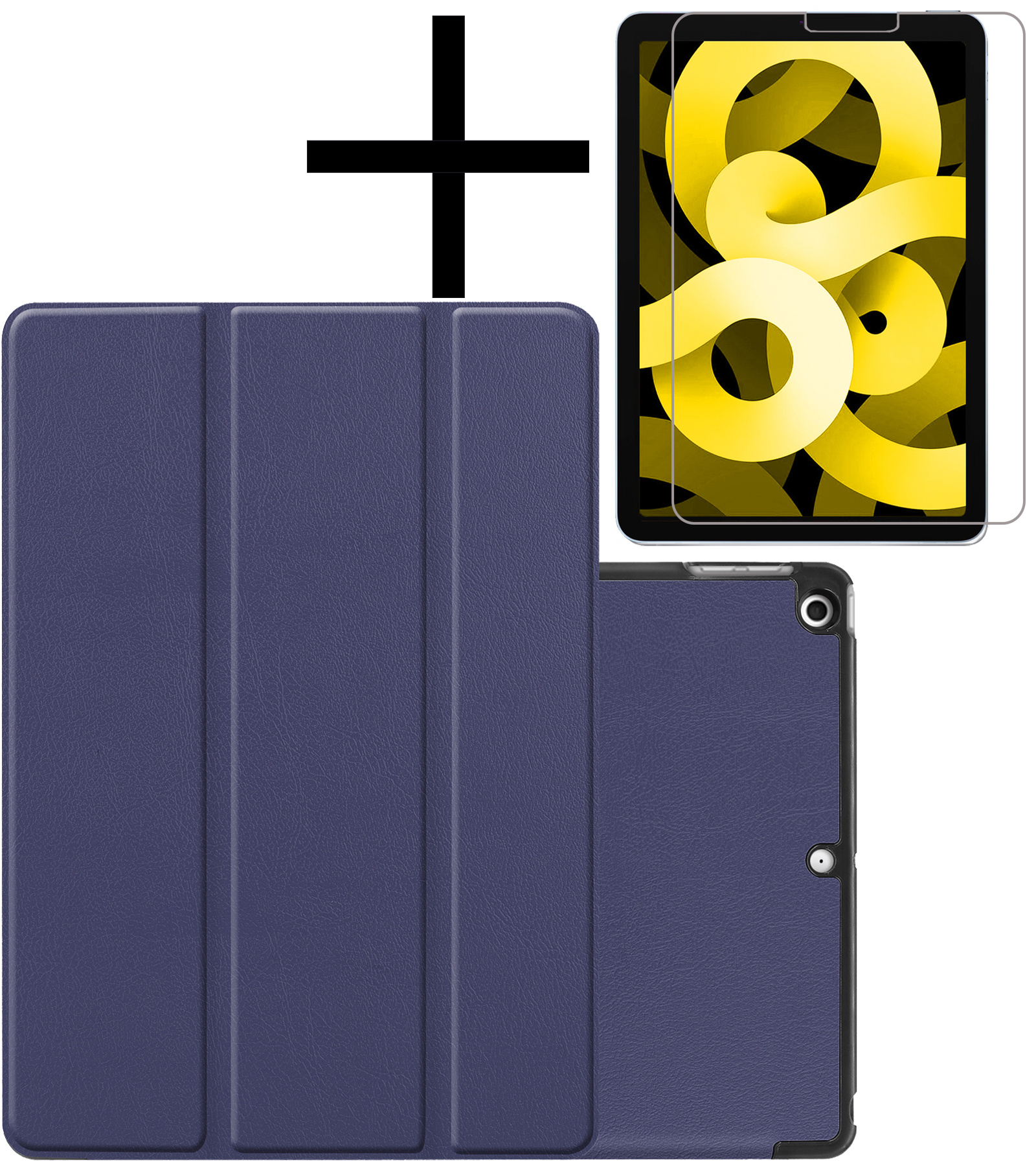 NoXx Hoesje Geschikt voor iPad Air 2022 Hoesje Case Hard Cover Hoes Book Case Met Screenprotector - Donkerblauw