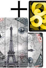 NoXx Hoesje Geschikt voor iPad Air 2022 Hoesje Case Hard Cover Hoes Book Case Met Screenprotector - Eiffeltoren