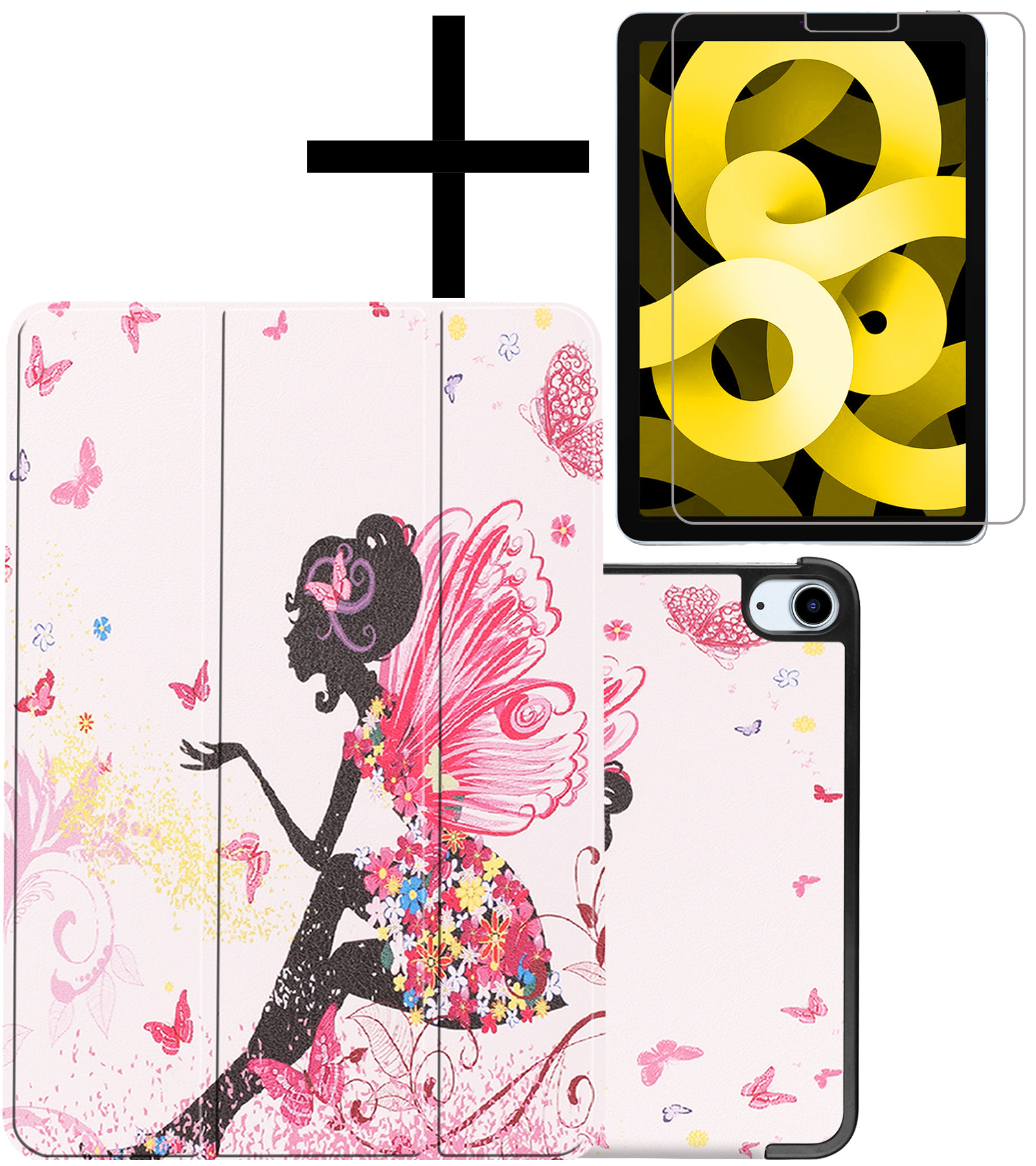 NoXx Hoesje Geschikt voor iPad Air 2022 Hoesje Case Hard Cover Hoes Book Case Met Screenprotector - Elfje