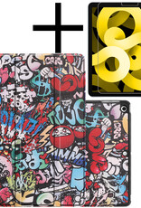 NoXx Hoesje Geschikt voor iPad Air 2022 Hoesje Case Hard Cover Hoes Book Case Met Screenprotector - Graffity