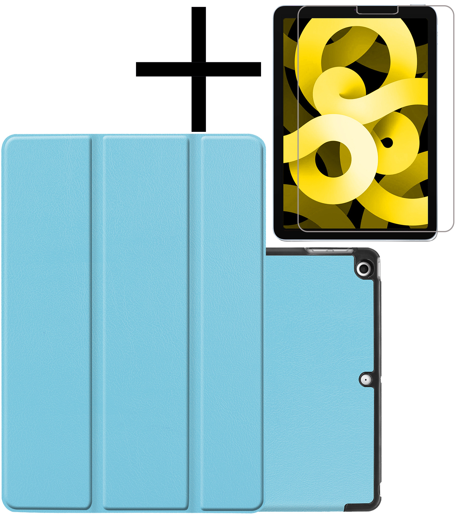 NoXx Hoesje Geschikt voor iPad Air 2022 Hoesje Case Hard Cover Hoes Book Case Met Screenprotector - Lichtblauw