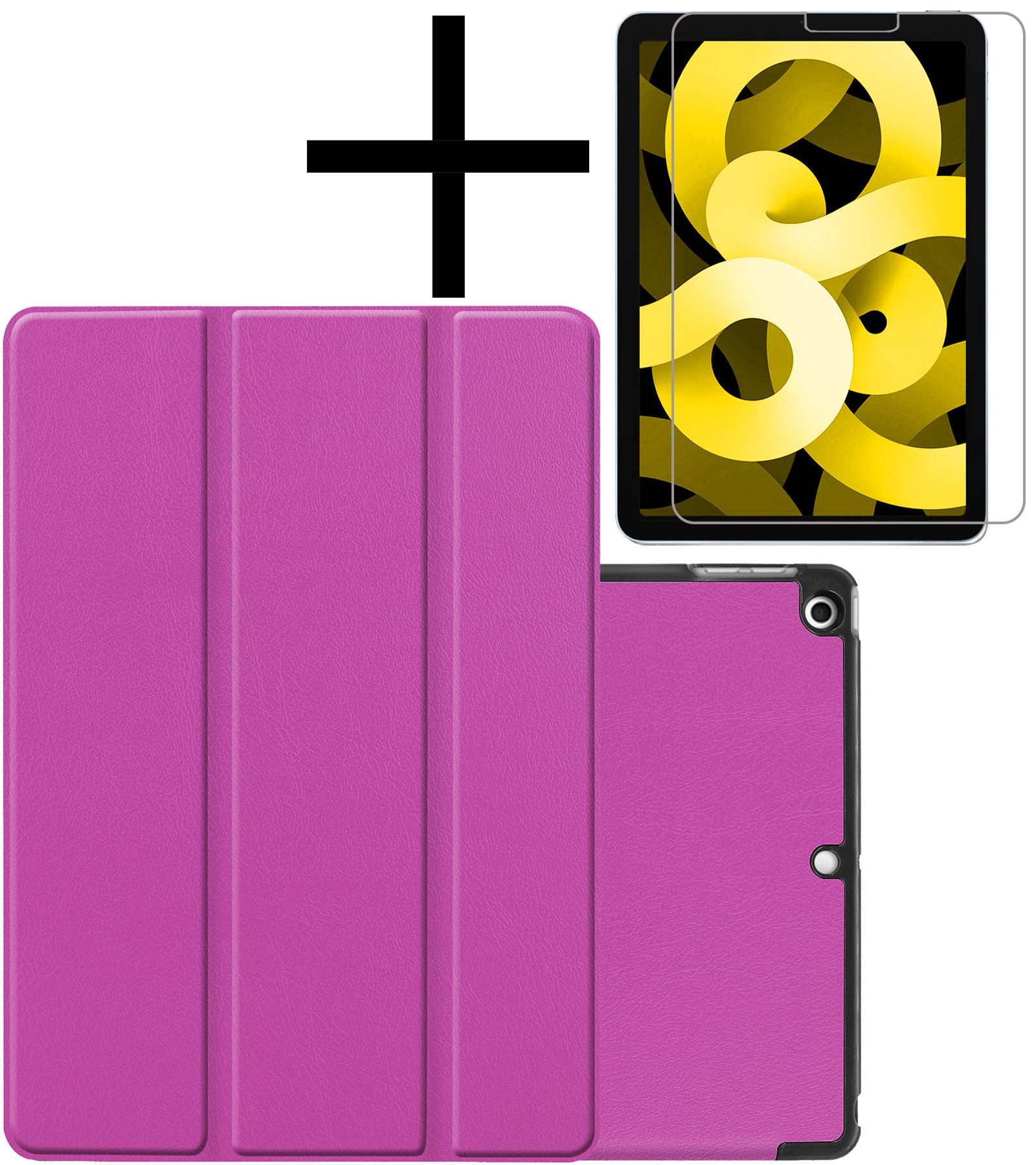NoXx Hoesje Geschikt voor iPad Air 2022 Hoesje Case Hard Cover Hoes Book Case Met Screenprotector - Paars