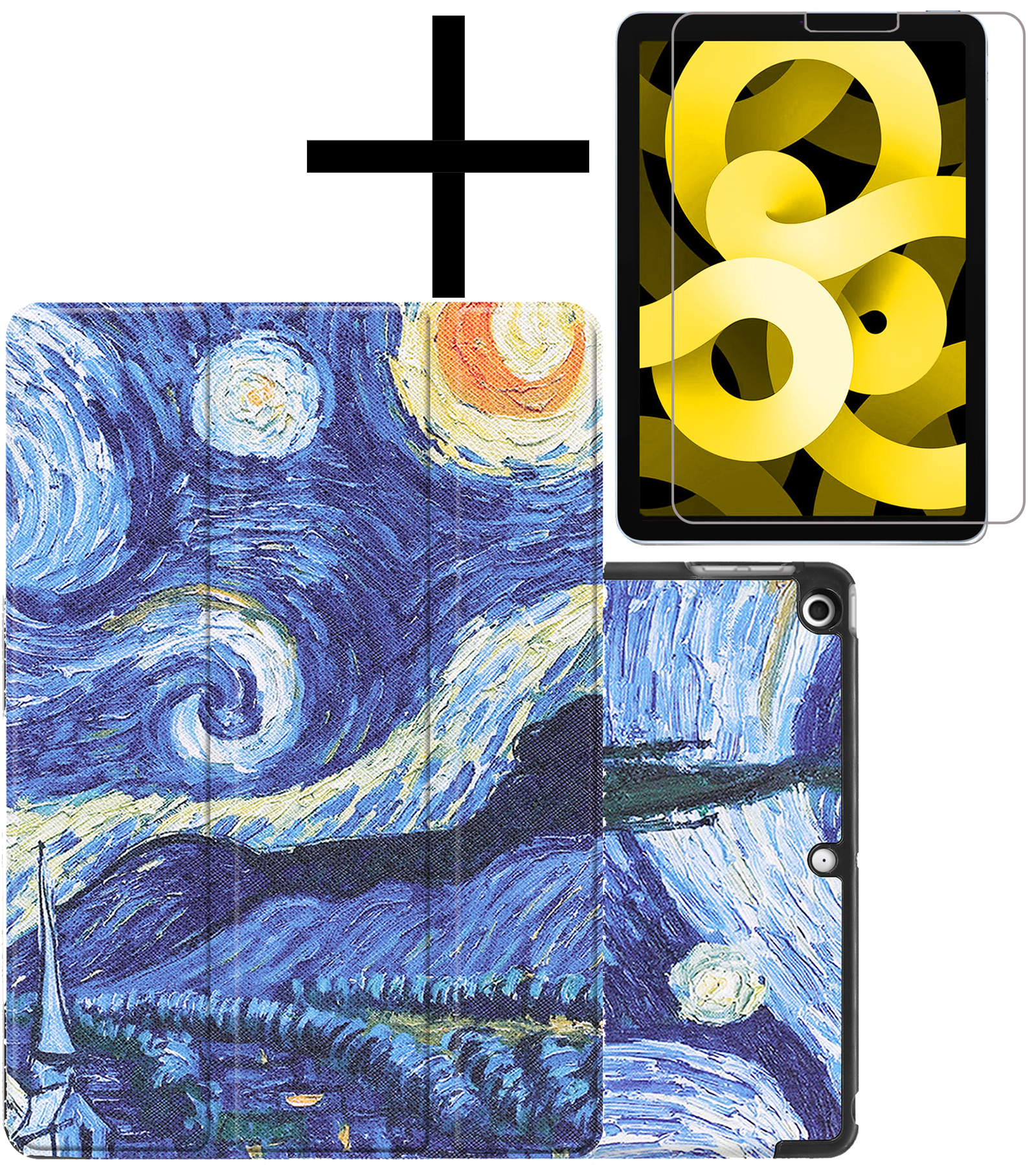 NoXx Hoesje Geschikt voor iPad Air 2022 Hoesje Case Hard Cover Hoes Book Case Met Screenprotector - Sterrenhemel