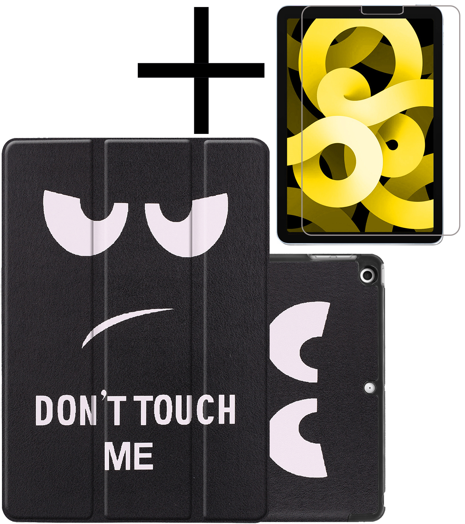 NoXx Hoesje Geschikt voor iPad Air 2022 Hoesje Case Hard Cover Hoes Book Case Met Screenprotector - Don't Touch Me