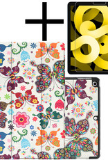 NoXx Hoesje Geschikt voor iPad Air 2022 Hoesje Case Hard Cover Hoes Book Case Met Screenprotector - Vlinders