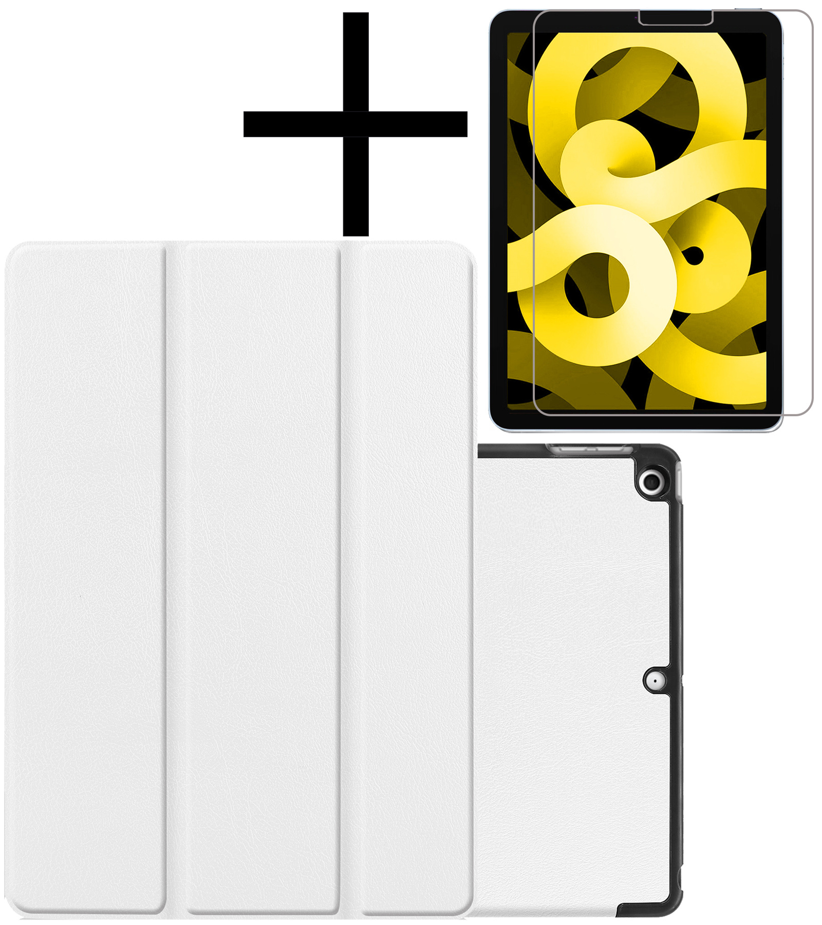 NoXx Hoesje Geschikt voor iPad Air 2022 Hoesje Case Hard Cover Hoes Book Case Met Screenprotector - Wit