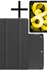 NoXx Hoesje Geschikt voor iPad Air 2022 Hoesje Case Hard Cover Hoes Book Case Met Screenprotector - Zwart