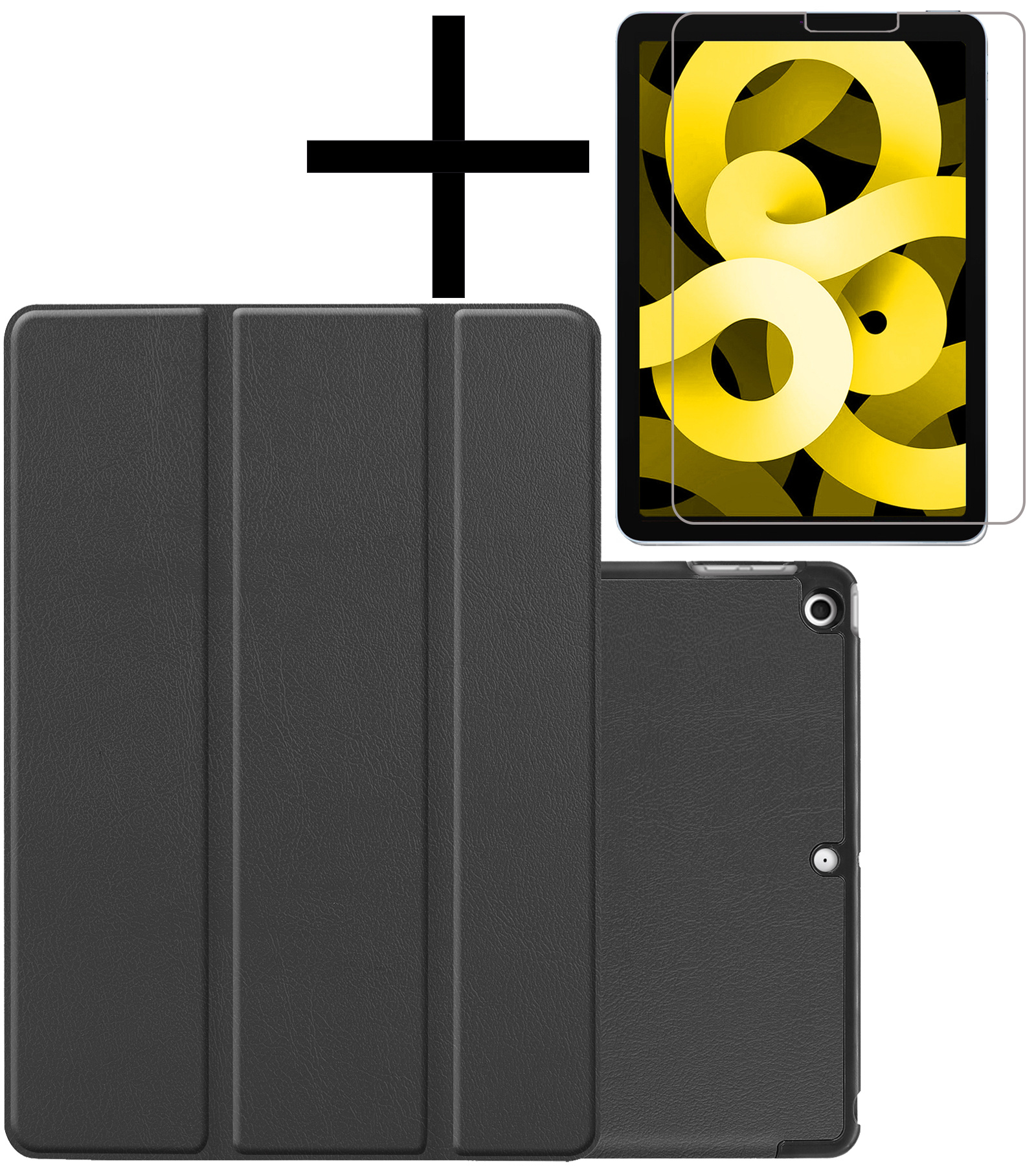 NoXx Hoesje Geschikt voor iPad Air 2022 Hoesje Case Hard Cover Hoes Book Case Met Screenprotector - Zwart