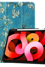 BASEY. Hoesje Geschikt voor iPad Air 2022 Hoes Case Tablet Hoesje Tri-fold Met Uitsparing Geschikt voor Apple Pencil - Hoes Geschikt voor iPad Air 5 2022 Hoesje Hard Cover Bookcase Hoes - Bloesem