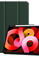 BASEY. Hoesje Geschikt voor iPad Air 2022 Hoes Case Tablet Hoesje Tri-fold Met Uitsparing Geschikt voor Apple Pencil - Hoes Geschikt voor iPad Air 5 2022 Hoesje Hard Cover Bookcase Hoes - Donkergroen
