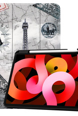 BASEY. Hoesje Geschikt voor iPad Air 2022 Hoes Case Tablet Hoesje Tri-fold Met Uitsparing Geschikt voor Apple Pencil - Hoes Geschikt voor iPad Air 5 2022 Hoesje Hard Cover Bookcase Hoes - Eiffeltoren