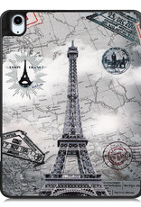 BASEY. Hoesje Geschikt voor iPad Air 2022 Hoes Case Tablet Hoesje Tri-fold Met Uitsparing Geschikt voor Apple Pencil - Hoes Geschikt voor iPad Air 5 2022 Hoesje Hard Cover Bookcase Hoes - Eiffeltoren