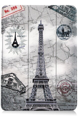 BASEY. Hoesje Geschikt voor iPad Air 2022 Hoes Case Tablet Hoesje Tri-fold Met Uitsparing Geschikt voor Apple Pencil - Hoes Geschikt voor iPad Air 5 2022 Hoesje Hard Cover Bookcase Hoes - Eiffeltoren