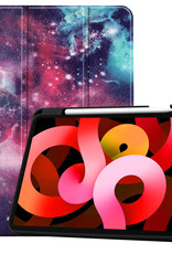 BASEY. Hoesje Geschikt voor iPad Air 2022 Hoes Case Tablet Hoesje Tri-fold Met Uitsparing Geschikt voor Apple Pencil - Hoes Geschikt voor iPad Air 5 2022 Hoesje Hard Cover Bookcase Hoes - Galaxy