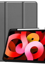 BASEY. Hoesje Geschikt voor iPad Air 2022 Hoes Case Tablet Hoesje Tri-fold Met Uitsparing Geschikt voor Apple Pencil - Hoes Geschikt voor iPad Air 5 2022 Hoesje Hard Cover Bookcase Hoes - Grijs