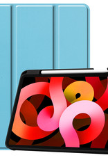 BASEY. Hoesje Geschikt voor iPad Air 2022 Hoes Case Tablet Hoesje Tri-fold Met Uitsparing Geschikt voor Apple Pencil - Hoes Geschikt voor iPad Air 5 2022 Hoesje Hard Cover Bookcase Hoes - Lichtblauw