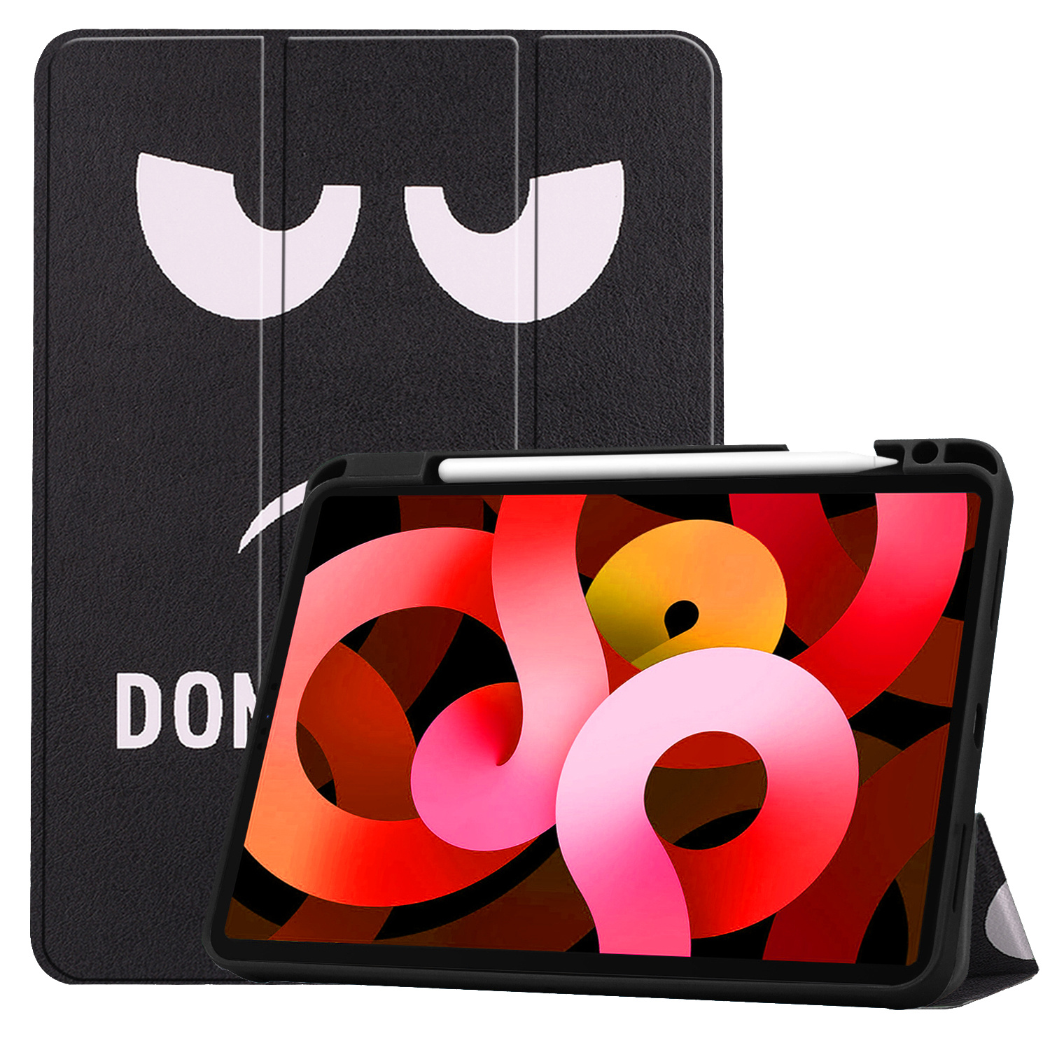 BASEY. Hoesje Geschikt voor iPad Air 2022 Hoes Case Tablet Hoesje Tri-fold Met Uitsparing Geschikt voor Apple Pencil - Hoes Geschikt voor iPad Air 5 2022 Hoesje Hard Cover Bookcase Hoes - Don't Touch Me