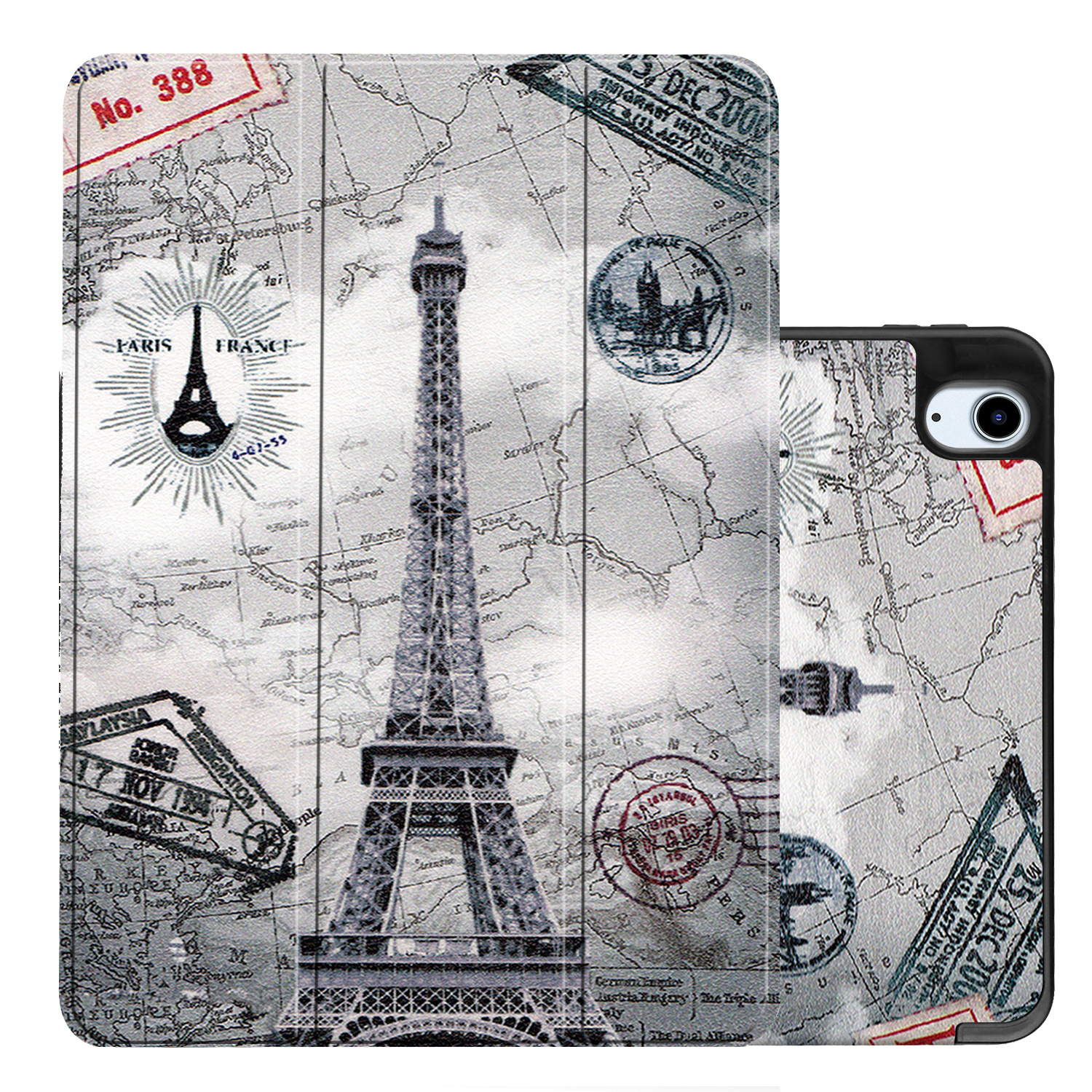 NoXx Hoesje Geschikt voor iPad Air 2022 Hoesje Case Hard Cover Hoes Book Case Met Uitsparing Geschikt voor Apple Pencil - Eiffeltoren