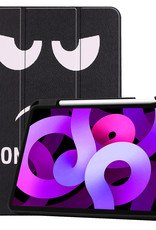 Nomfy Hoes Geschikt voor iPad Air 2022 Hoes Tri-fold Tablet Hoesje Case Met Uitsparing Geschikt voor Apple Pencil - Hoesje Geschikt voor iPad Air 5 2022 Hoesje Hardcover Bookcase - Don't Touch Me