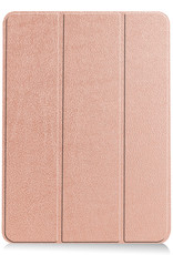 Nomfy Hoes Geschikt voor iPad Air 2022 Hoes Tri-fold Tablet Hoesje Case Met Uitsparing Geschikt voor Apple Pencil - Hoesje Geschikt voor iPad Air 5 2022 Hoesje Hardcover Bookcase - Rosé goud