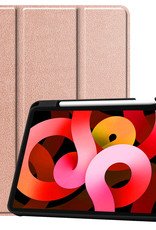 BASEY. Hoesje Geschikt voor iPad Air 2022 Hoes Case Tablet Hoesje Tri-fold Met Uitsparing Geschikt voor Apple Pencil - Hoes Geschikt voor iPad Air 5 2022 Hoesje Hard Cover Bookcase Hoes - Rosé goud