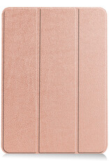 BASEY. Hoesje Geschikt voor iPad Air 2022 Hoes Case Tablet Hoesje Tri-fold Met Uitsparing Geschikt voor Apple Pencil - Hoes Geschikt voor iPad Air 5 2022 Hoesje Hard Cover Bookcase Hoes - Rosé goud