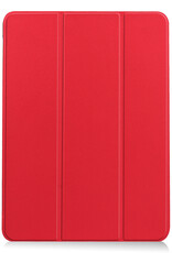 BASEY. Hoesje Geschikt voor iPad Air 2022 Hoes Case Tablet Hoesje Tri-fold Met Uitsparing Geschikt voor Apple Pencil - Hoes Geschikt voor iPad Air 5 2022 Hoesje Hard Cover Bookcase Hoes - Rood