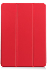 Nomfy Hoes Geschikt voor iPad Air 2022 Hoes Tri-fold Tablet Hoesje Case Met Uitsparing Geschikt voor Apple Pencil - Hoesje Geschikt voor iPad Air 5 2022 Hoesje Hardcover Bookcase - Rood