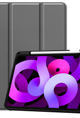 Nomfy Hoes Geschikt voor iPad Air 2022 Hoes Tri-fold Tablet Hoesje Case Met Uitsparing Geschikt voor Apple Pencil - Hoesje Geschikt voor iPad Air 5 2022 Hoesje Hardcover Bookcase - Grijs