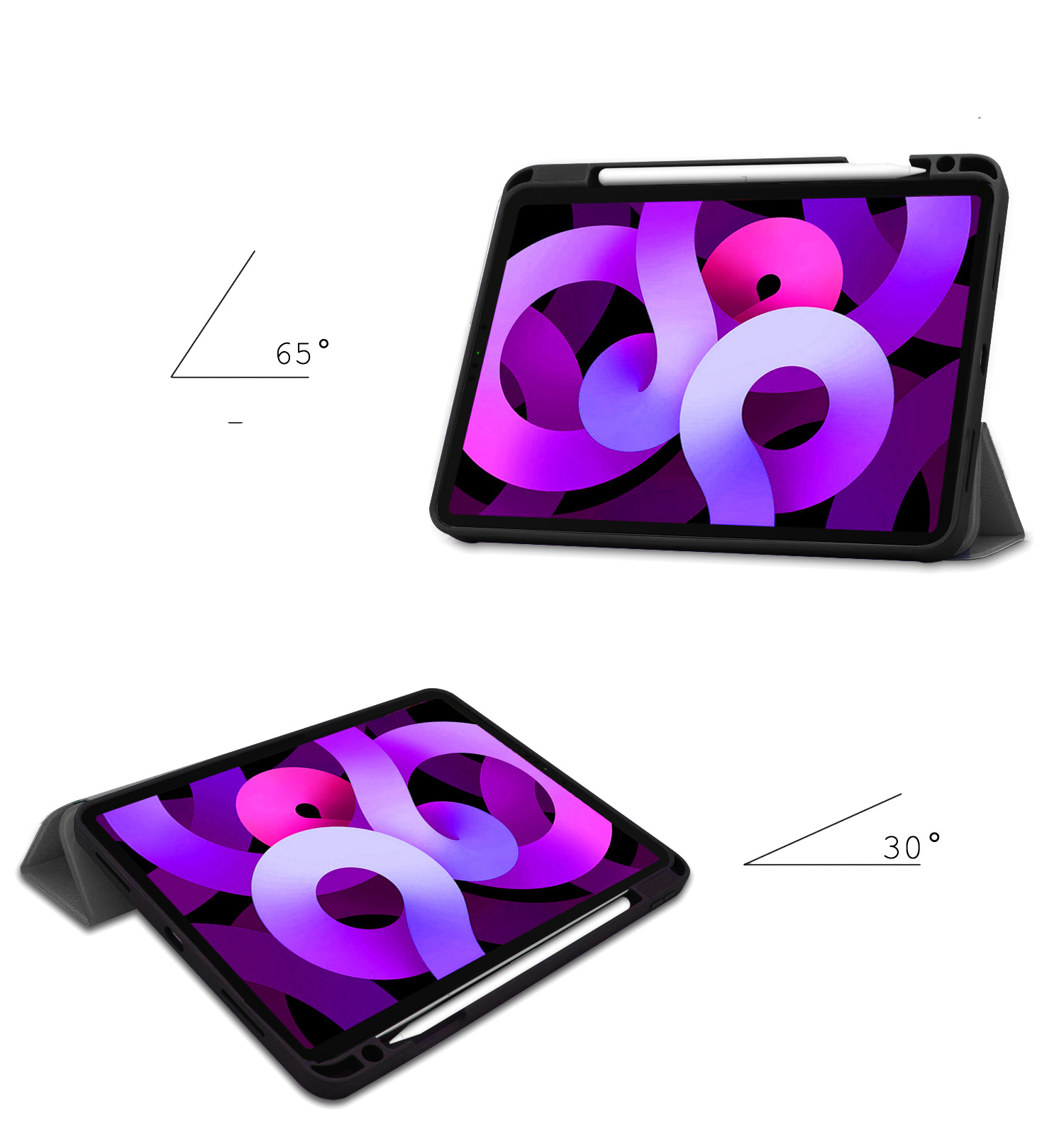 Nomfy Hoes Geschikt voor iPad Air 2022 Hoes Tri-fold Tablet Hoesje Case Met Uitsparing Geschikt voor Apple Pencil - Hoesje Geschikt voor iPad Air 5 2022 Hoesje Hardcover Bookcase - Grijs