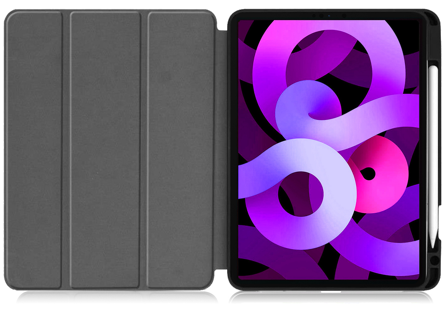 Nomfy Hoes Geschikt voor iPad Air 2022 Hoes Tri-fold Tablet Hoesje Case Met Uitsparing Geschikt voor Apple Pencil - Hoesje Geschikt voor iPad Air 5 2022 Hoesje Hardcover Bookcase - Grijs