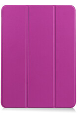 BASEY. Hoesje Geschikt voor iPad Air 2022 Hoes Case Tablet Hoesje Tri-fold Met Uitsparing Geschikt voor Apple Pencil Met Screenprotector - Hoes Geschikt voor iPad Air 5 2022 Hoesje Hard Cover Bookcase Hoes - Paars