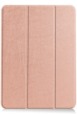 BASEY. Hoesje Geschikt voor iPad Air 2022 Hoes Case Tablet Hoesje Tri-fold Met Uitsparing Geschikt voor Apple Pencil Met Screenprotector - Hoes Geschikt voor iPad Air 5 2022 Hoesje Hard Cover Bookcase Hoes - Rosé goud
