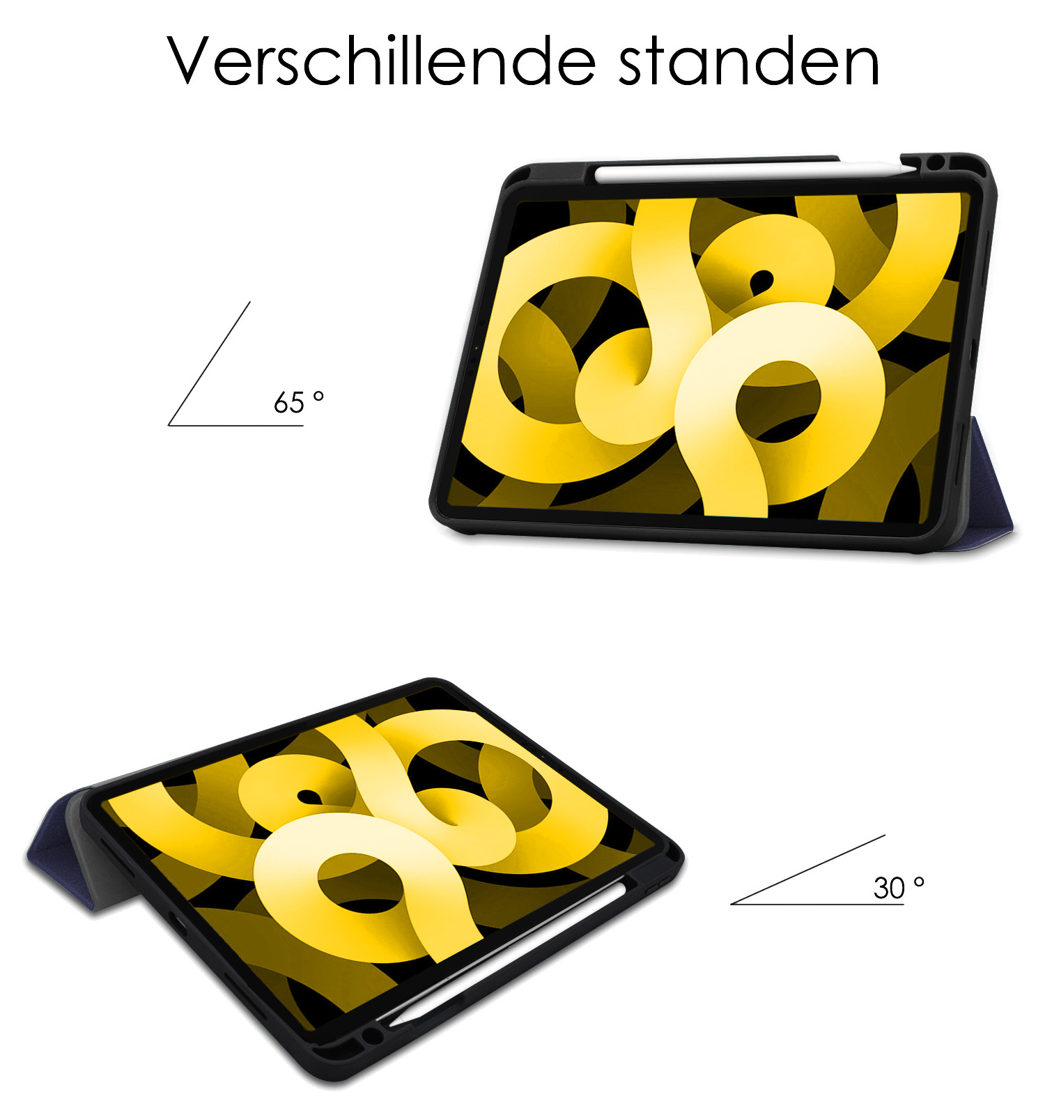 NoXx Hoesje Geschikt voor iPad Air 2022 Hoesje Case Hard Cover Hoes Book Case Met Uitsparing Geschikt voor Apple Pencil Met Screenprotector - Donkerblauw