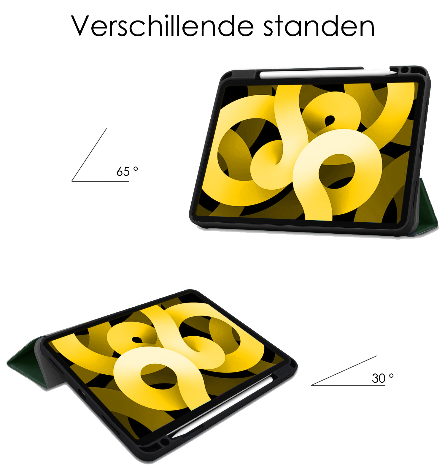 NoXx Hoesje Geschikt voor iPad Air 2022 Hoesje Case Hard Cover Hoes Book Case Met Uitsparing Geschikt voor Apple Pencil Met Screenprotector - Donkergroen
