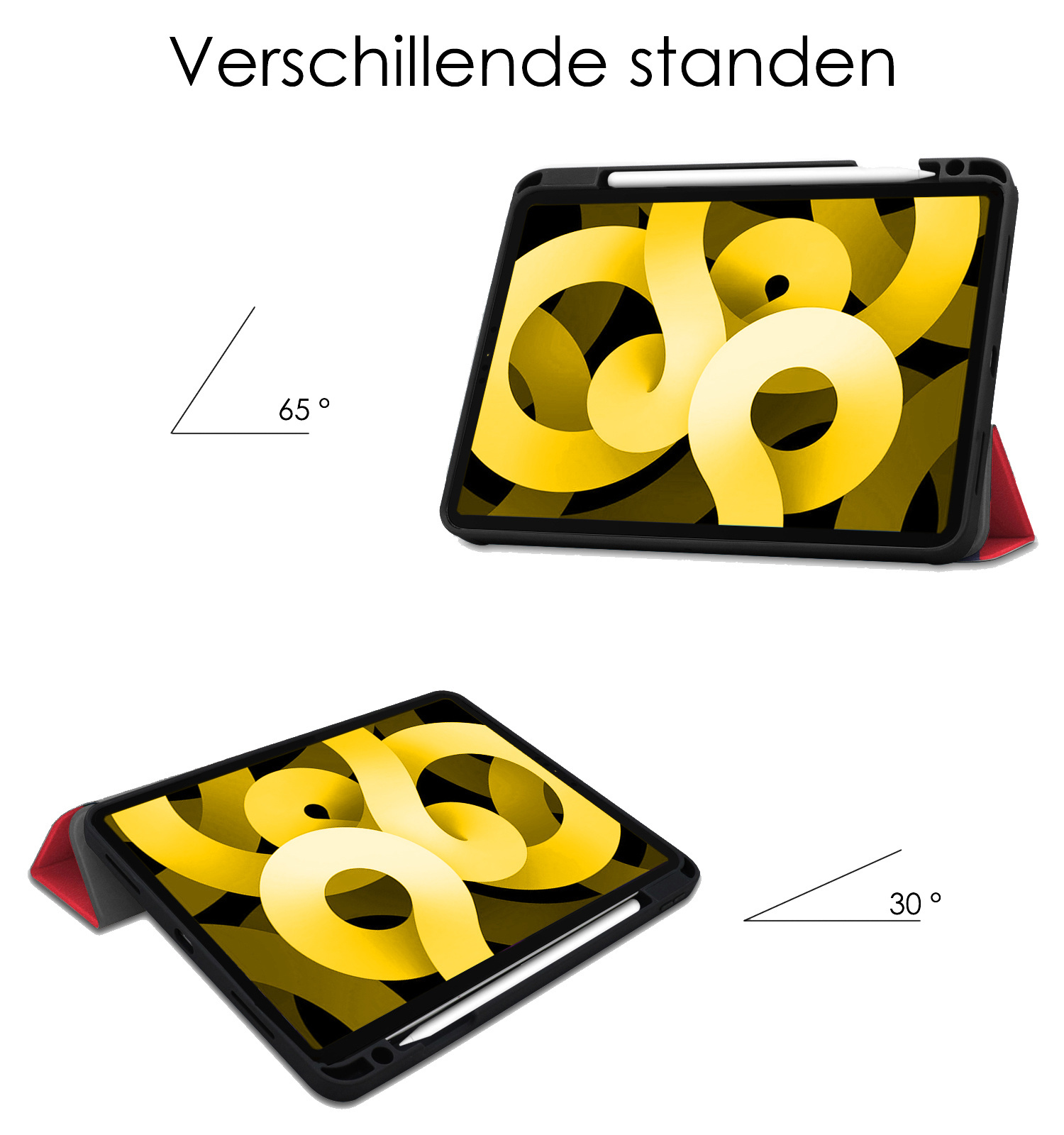 NoXx Hoesje Geschikt voor iPad Air 2022 Hoesje Case Hard Cover Hoes Book Case Met Uitsparing Geschikt voor Apple Pencil Met Screenprotector - Rood